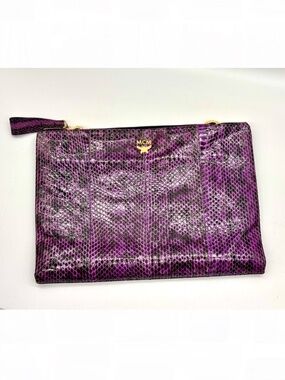 MCM Purple Snakeskin Clutch/Crossbody EUC